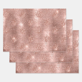 Rose Gold Sparkle Glitzer Trendy Geschenk für sie Geschenkpapier Set
