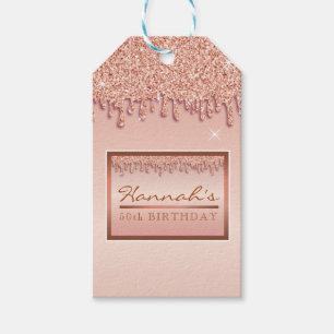 Rose Gold Sparkle Glitzer Tropfen Geburtstagsfeier Geschenkanhänger