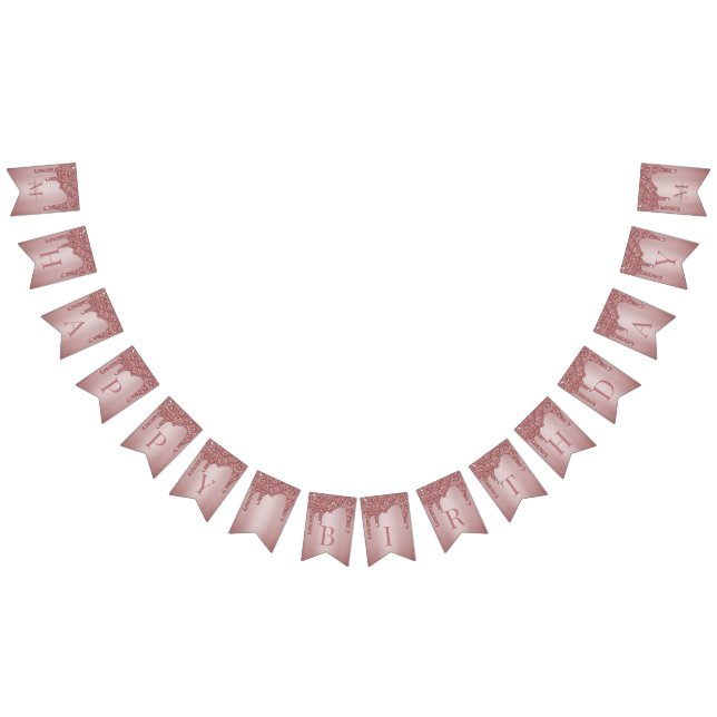 Rose Gold Sparkle Glitzer Tropfen Monogram Geburts Wimpelkette (Alle)