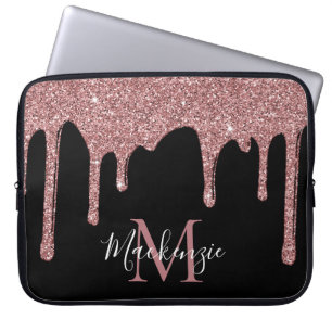 Rose Gold Sparkle Glitzer Tropfen Monogramm auf Sc Laptopschutzhülle