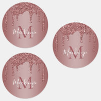 Rose Gold Sparkle Glitzer Tropfen Monogramm
