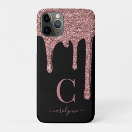 Rose Gold Sparkle Glitzer Tropfen Monogramm | Schw Case-Mate iPhone Hülle