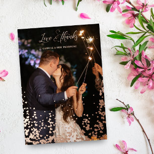 Rose Gold Sparkle Herz 2 Fotos Liebe & Dank Folieneinladung