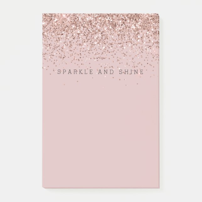 Rose Gold Sparkle Imitats Glitzer Post-it Klebezettel (Vorderseite)
