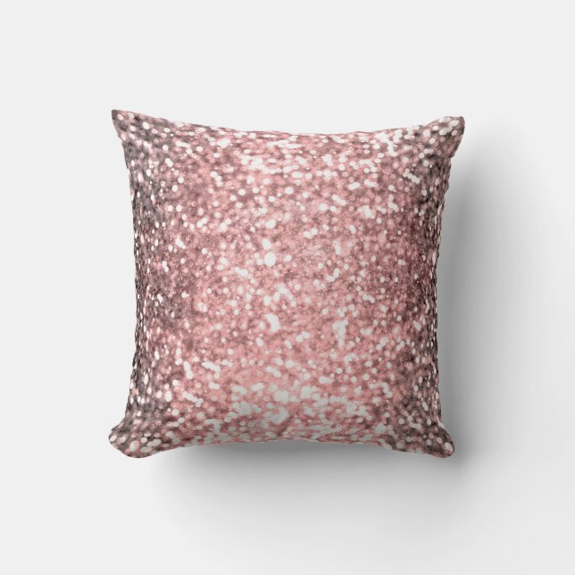Rose Gold Sparkle Lights Girls Glittery Sparkly Kissen (Vorderseite)