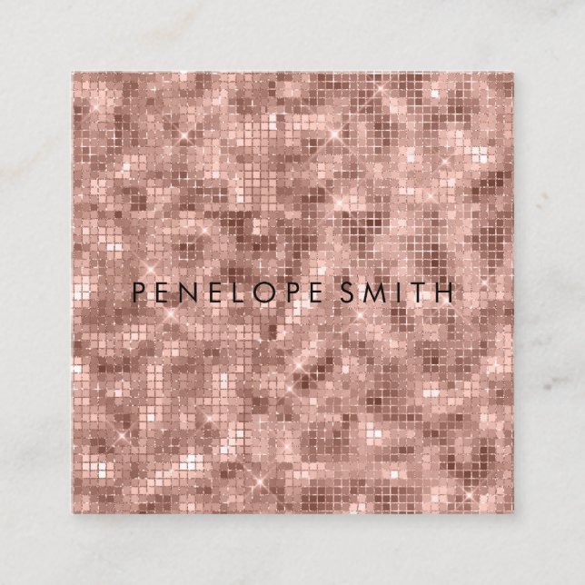 Rose Gold Sparkle Tiles Beauty Stylist Quadratische Visitenkarte (Vorderseite)