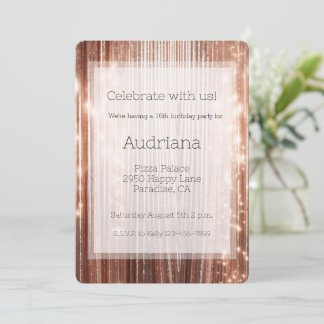 Rose Gold Sparkle Tinsel Streifen 16. Geburtstag Einladung