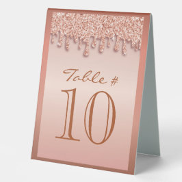 Rose Gold-Sparkle-Treiber-Tischnummer für Tropfen Tischaufsteller