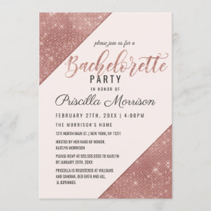 Rose Gold Sparkling Glitzer Sequin Bachelorette Einladung