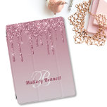 Rose Gold Sparkling Tropfen Glitzer Girly iPad Pro Hülle<br><div class="desc">Dieses gürtelige Pad Gehäuse weist eine goldene Rose mit glitzerndem Tropfen Glitzer auf. Personalisiert mit Ihrem Namen und Monogramm im modernen handgeschriebenen Stil. Perfekt für jedes Mädchen,  das Glitzer und Glanz Lieben!</div>