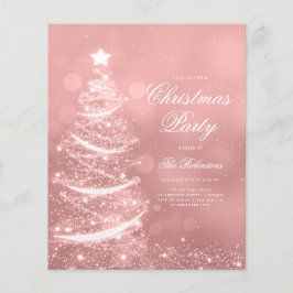Rose Gold Sparkling Xmas Tree Einladung Programm M Flyer