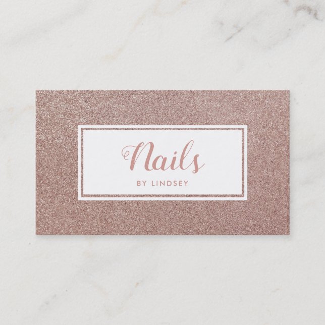 Rose Gold Sparkon Glitzer Nail Artist Visitenkarte (Vorderseite)