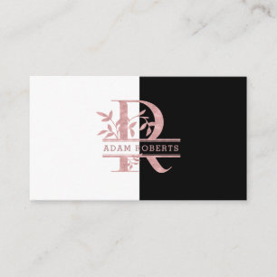 Rose Gold Split Custom Monogram Letter R Q S T U Visitenkarte