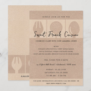 ROSE GOLD SPOON FORK COOKERY CLASS EINLADEN VORLAG EINLADUNG