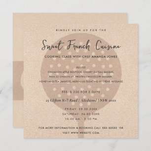 ROSE GOLD SPOON FORK CUISINE CLASSE INVITATION MOD