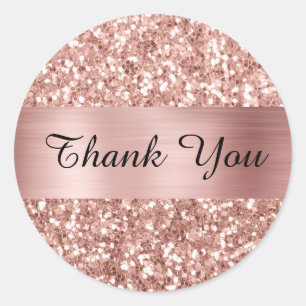 Rose Gold Square Glitzer Shimmer Strip Foil Runder Aufkleber
