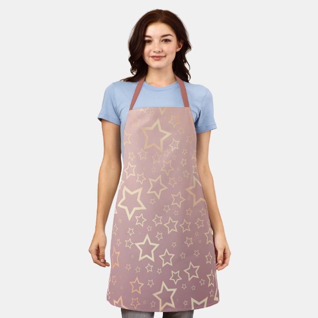 Rose Gold Sstars Muster Pink Metallic Holographic Schürze (Getragen)