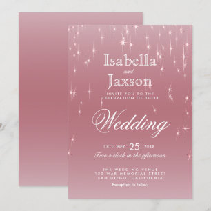 Rose Gold Star Lights Einladung
