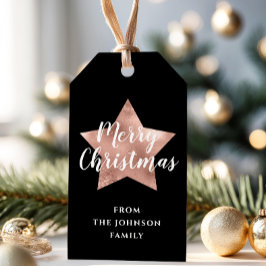 Rose Gold Star Schwarz Frohe Weihnachten Geschenkanhänger