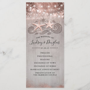 Rose Gold Starfish Couple Beach Hochzeitsprogramme Programm