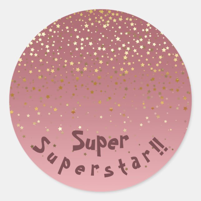 Rose Gold Stars als Superstar Runder Aufkleber (Vorderseite)