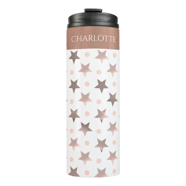 Rose Gold Stars Custom Thermal Tumbler Thermosbecher (Vorderseite)