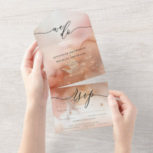 Rose Gold Staub Farbe Willkommen Wir tun uAwg All In One Einladung