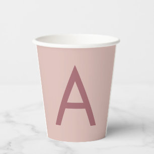 Rose Gold Staub Moderne Monogramm Anfangsbuchstabe Pappbecher