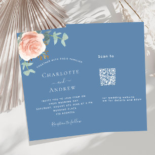 Rose Gold staubblaue Vegetation QR Code UAWG Hochz Einladung