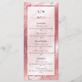 Rose Gold staubige Rose Rosa klassische Hochzeit Menükarte