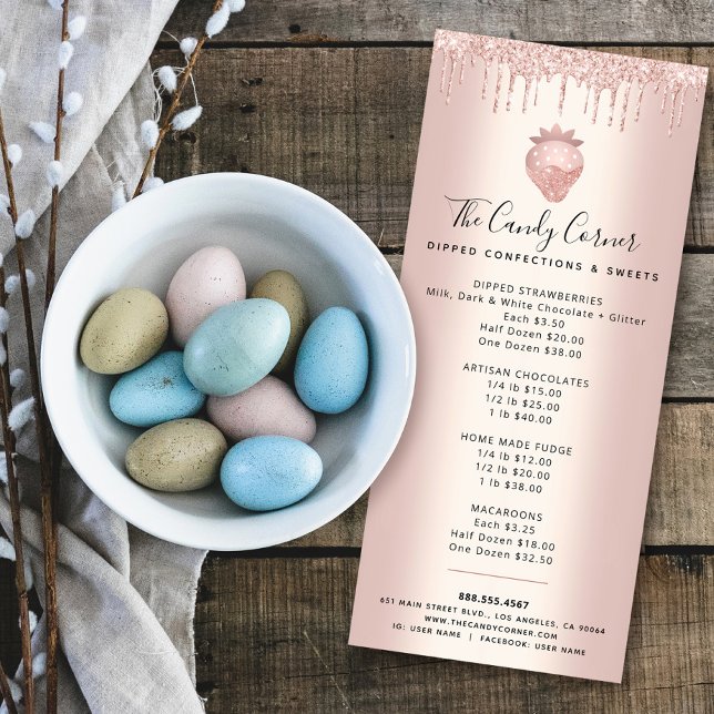 Rose Gold Strawberry Glitzer Tropfen Dessert Menü (Von Creator hochgeladen)