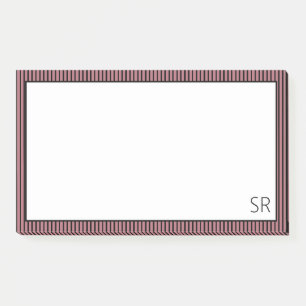 Rose Gold Streifen Grenze Monogramm Post-it Klebezettel