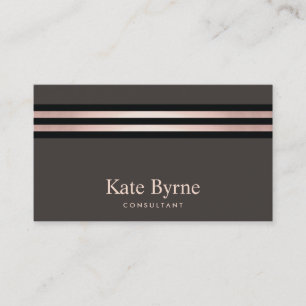 Rose Gold Streifen Modern Taupe Visitenkarte