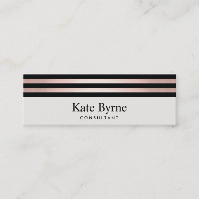 Rose Gold Streifen Moderner Salon Stylist Mini Visitenkarte (Vorderseite)