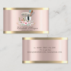 Rose Gold Strip Floral Mixer Gold Bäckerei Visitenkarte