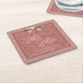 Rose Gold & Stylish Glitzer Wedding Rechteckiger Pappuntersetzer