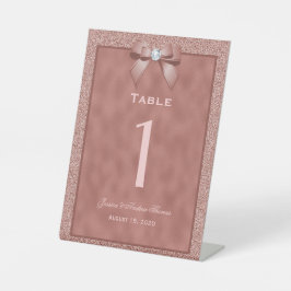 Rose Gold & Stylish Glitzer Wedding Tischnummer Sockelschild
