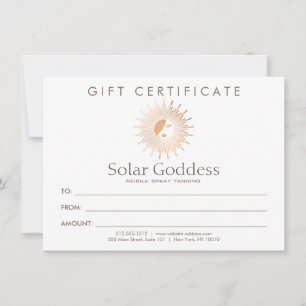 Rose Gold Sun Goddess Girl Spray Tanning Carte cad
