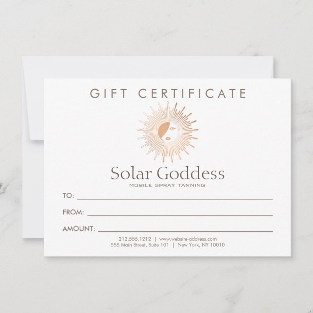 Rose Gold Sun Goddess Girl Spray Tanning Geschenkk (Vorderseite)