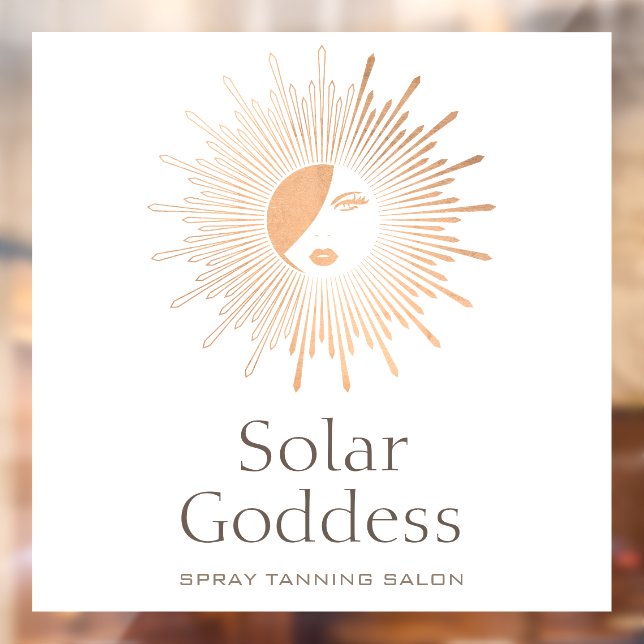Rose Gold Sun Goddess Girl Spray Tanning Salon Fensteraufkleber (Blatt 2)