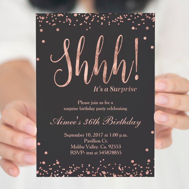 Rose Gold Surprise Anniversaire Fête Invitation (Créateur téléchargé)