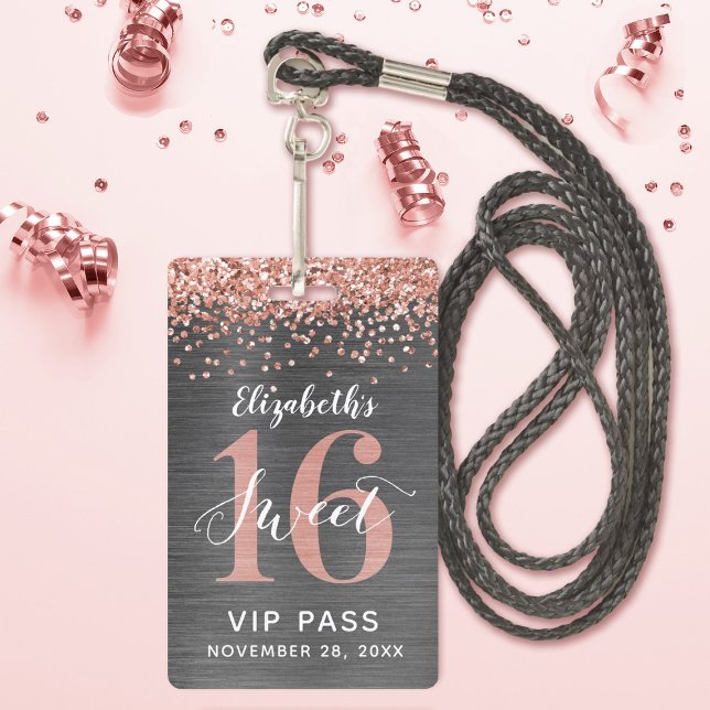 Rose Gold Sweet 16 Anniversaire VIP Badge (Créateur téléchargé)