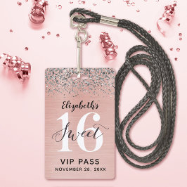 Rose Gold Sweet 16 Geburtstag VIP Ausweis