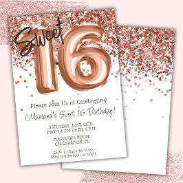Rose Gold Sweet 16 Geburtstagsparty Einladung