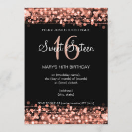 Rose Gold Sweet 16 Geburtstagsparty Glitzern Einladung