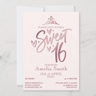 Rose Gold Sweet 16 Invitation Template Einladung