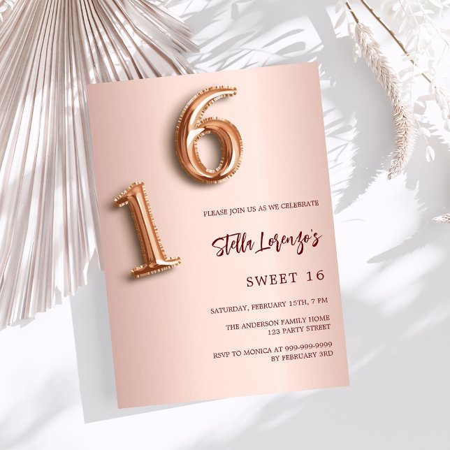 Rose Gold Sweet 16 Luxus Einladung (Von Creator hochgeladen)