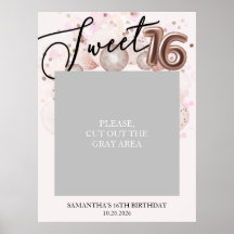 Rose Gold Sweet 16 Tagesballons Foto Prop Pink
