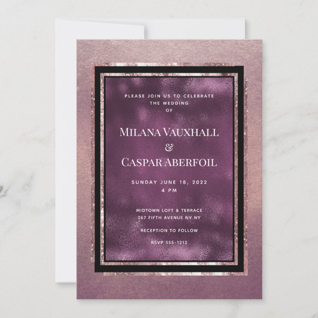 Rose Gold & Tanzanite Galerie Hochzeit und Party Einladung (Vorderseite)