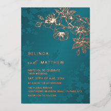 Rose Gold Teal Floral Wedding